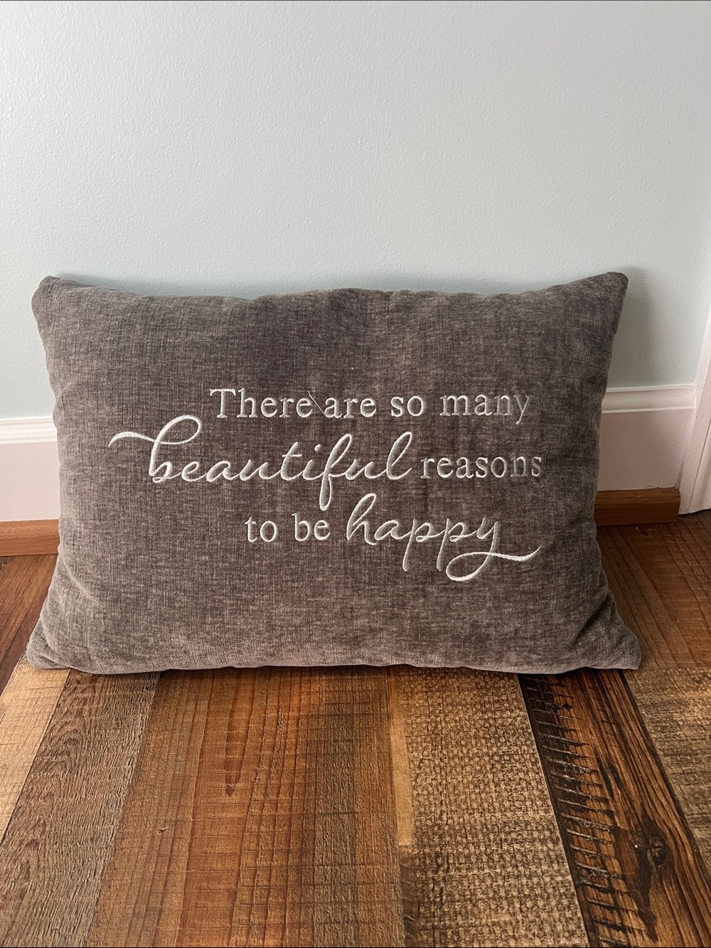 Neutral Brown 'Beautiful Reasons to Be Happy' Decorative Pillow